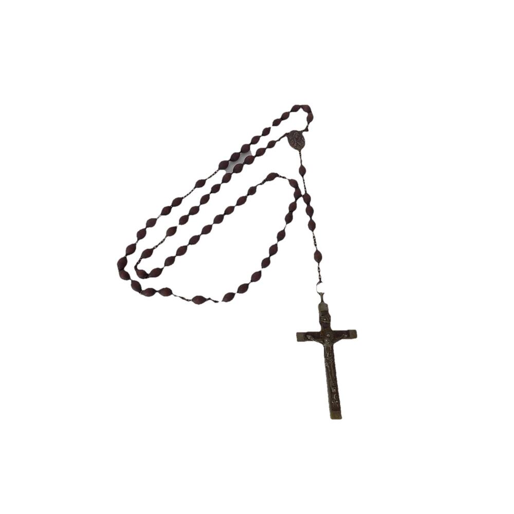 Vintage rosary olive seeds crucifix